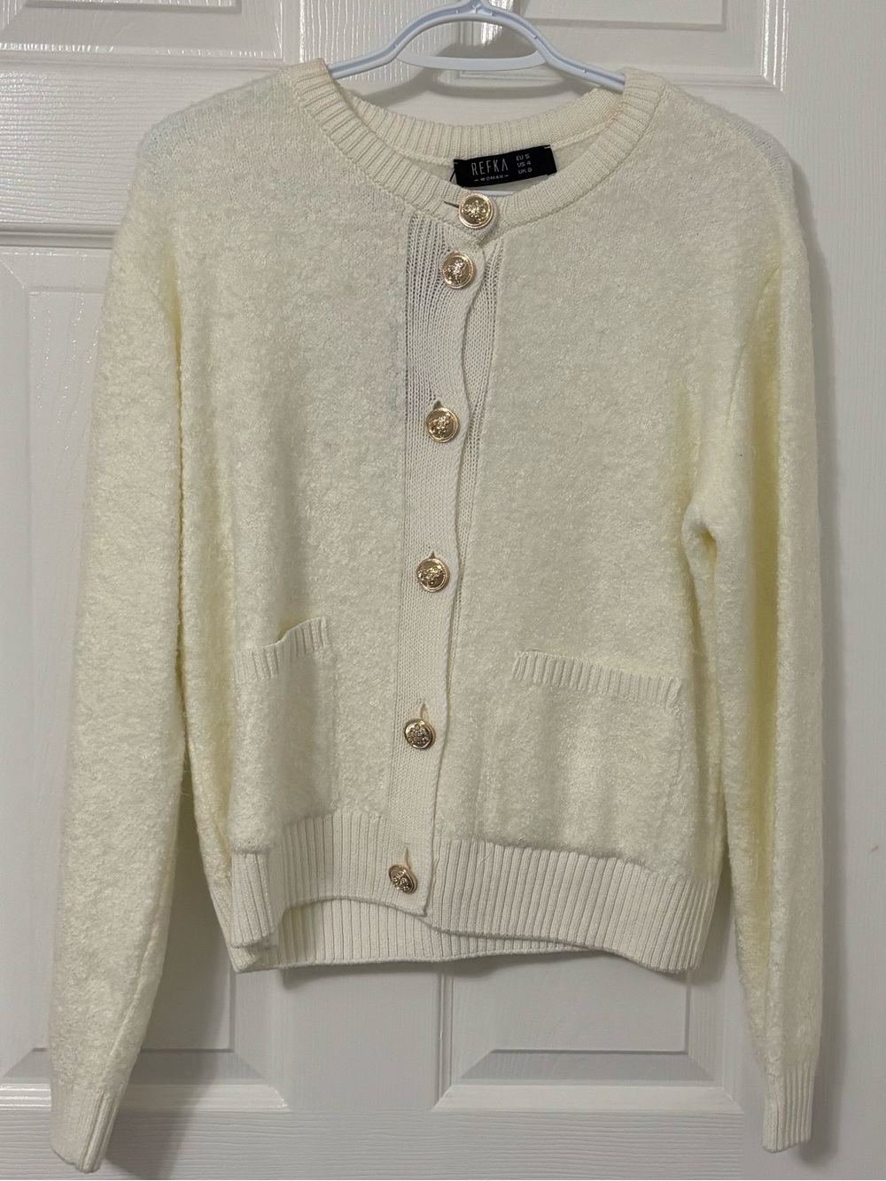 Refka Cream Button-Front Knit Cardigan Sweater